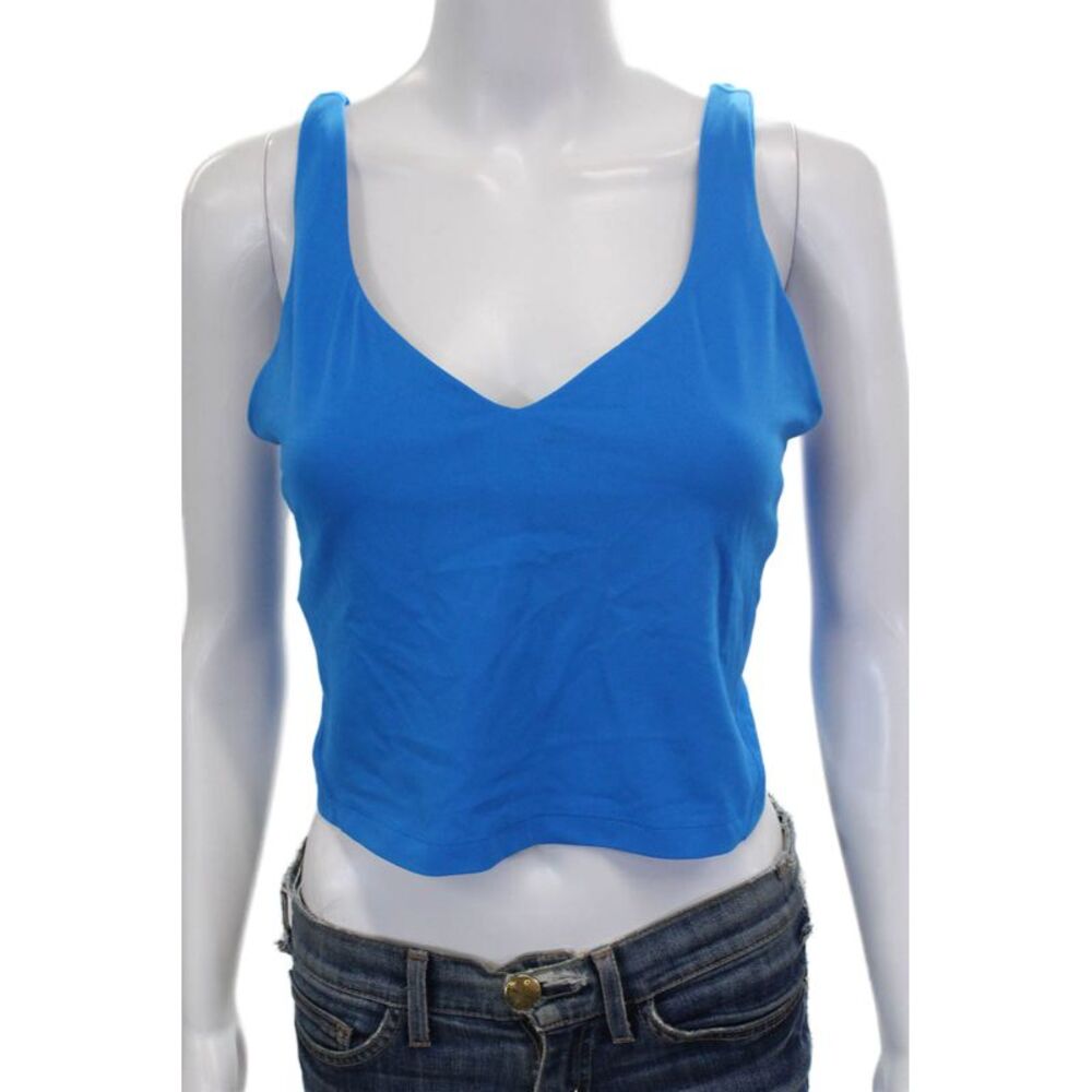 Lululemon Womens Lined V-Neck Crop Tank Top Blue Size 12